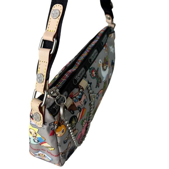 Tokidoki x LeSportsac Trasporto Ciao Shoulder Bag Rare Retired Print Gray NWOT - Picture 2 of 12
